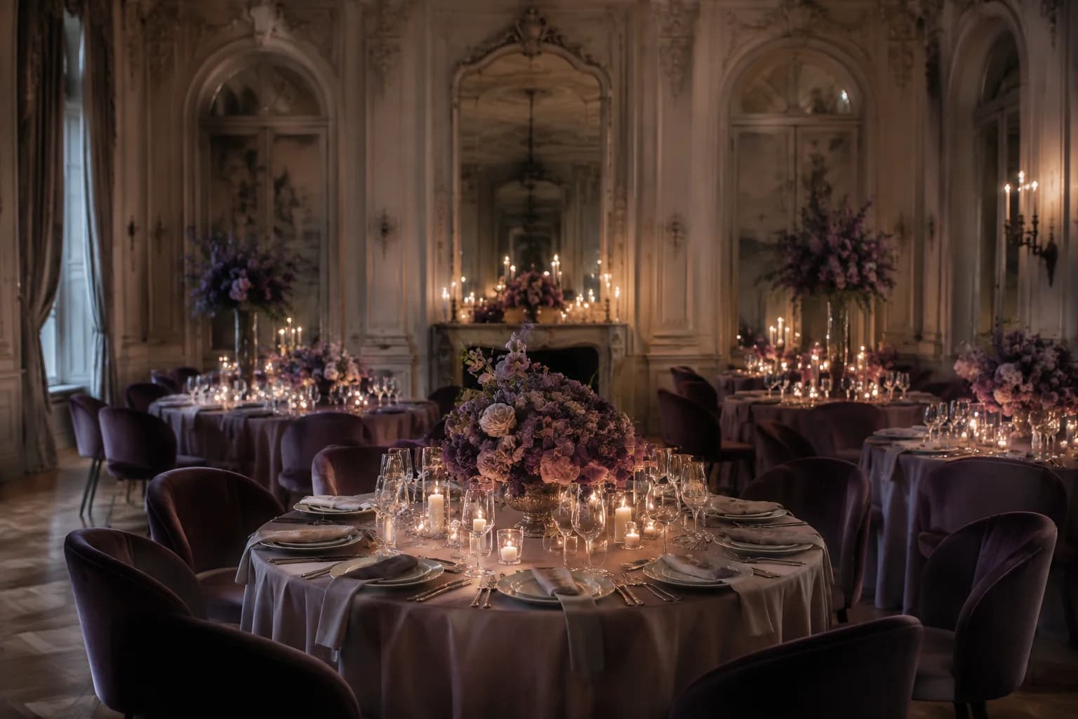 Inspiration générée par IA — salon de réception en clair-obscur